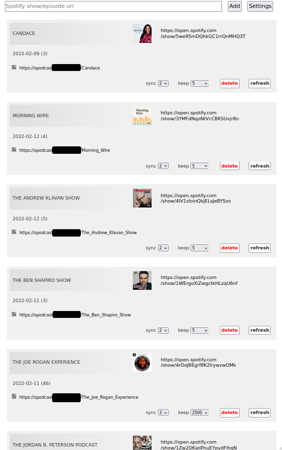 Spodcast feed manager