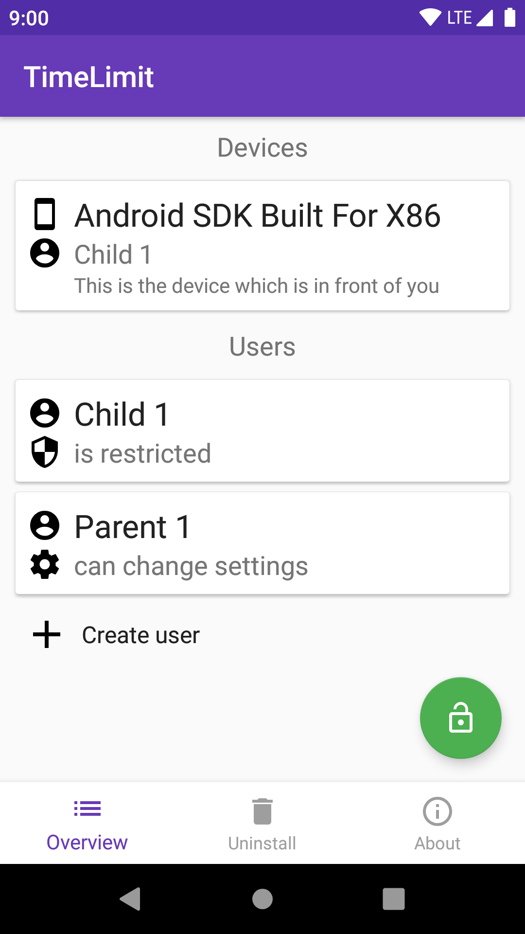 overview screen