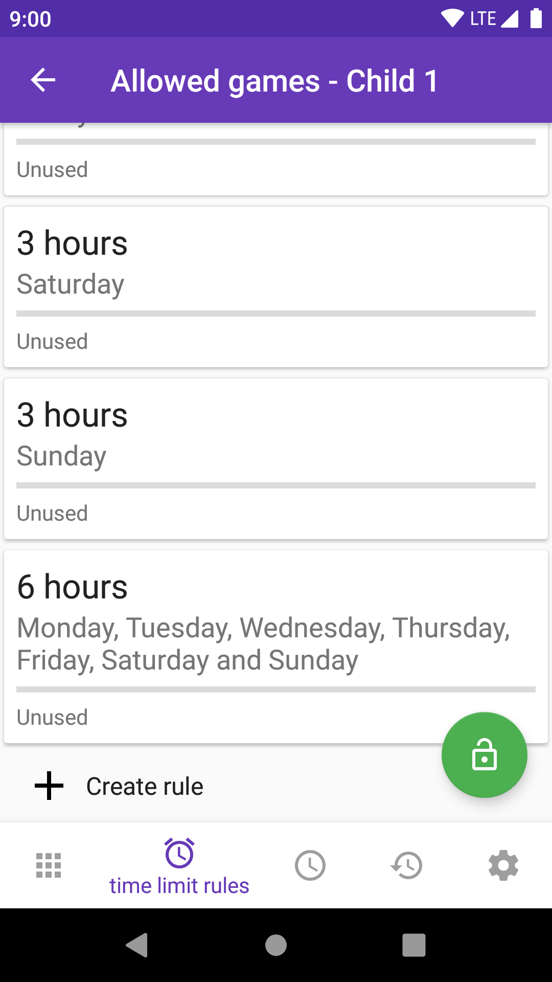 time limit rule screen